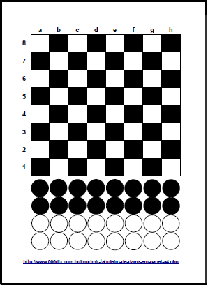 Jogo de Dama Para Imprimir e Colorir