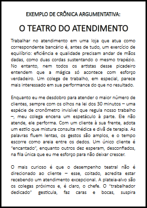 Exemplo de crônica argumentativa: 