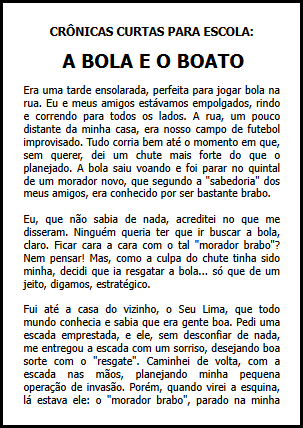 CRÔNICAS CURTAS PARA ESCOLA