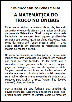 CRÔNICAS CURTAS PARA ESCOLA