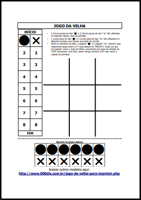 Jogo da Velha para Imprimir em Papel A4