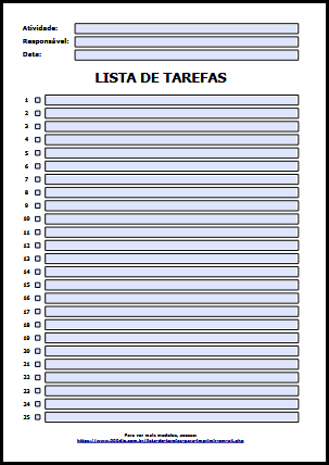 Lista de Tarefas para Imprimir em A4