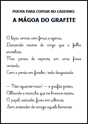 Poema para copiar no caderno: A M&aacute;goa do Grafite