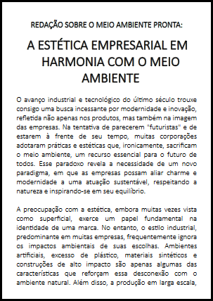 Reda&ccedil;&atilde;o 1.2: A Est&eacute;tica Empresarial em Harmonia com o Meio Ambiente