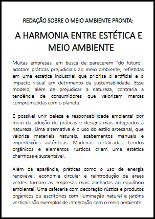 Reda&ccedil;&atilde;o 2.2: A Harmonia entre Est&eacute;tica e Meio Ambiente