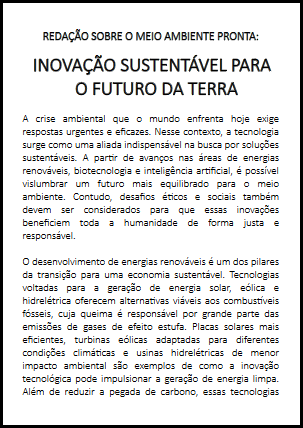 Reda&ccedil;&atilde;o 1.5: Inova&ccedil;&atilde;o Sustent&aacute;vel para o Futuro da Terra