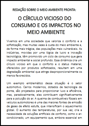 Reda&ccedil;&atilde;o 1.1: O C&iacute;rculo Vicioso do Consumo e os Impactos no Meio Ambiente