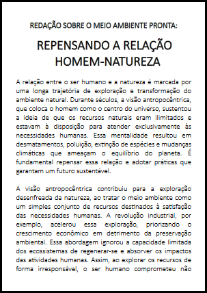 Reda&ccedil;&atilde;o 1.3: Repensando a Rela&ccedil;&atilde;o Homem-Natureza