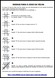 Regras do Jogo da Velha para Imprimir PDF
