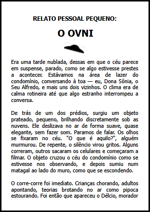 Relato pessoal pequeno: O OVNI