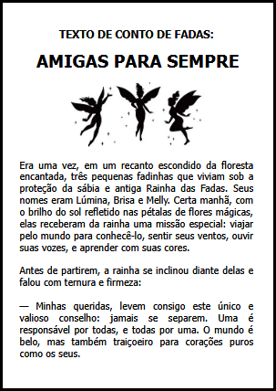 Texto de conto de fadas: Amigas para Sempre