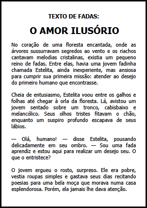 Texto de fadas pequeno para imprimir: O Amor Ilusório