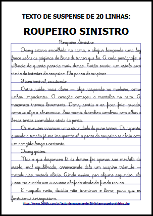 Texto de suspense de 20 linhas: ROUPEIRO SINISTRO