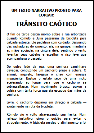 UM TEXTO NARRATIVO PRONTO PARA COPIAR